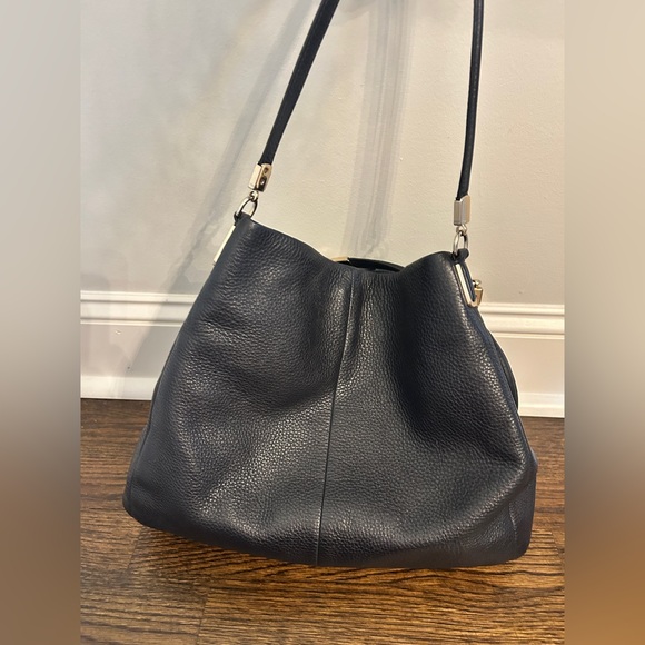 RARE Vintage Coach Phoebe madison navy blue Shoulder Bag In Pebble Leather - Picture 4 of 12